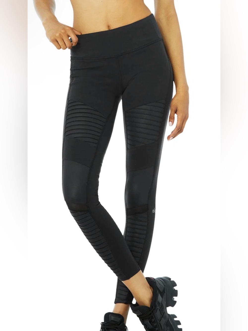 ALO Yoga Black Moto-Panel Leggings